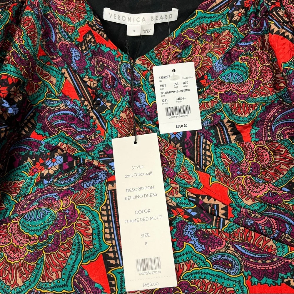 Veronica Beard Silk Floral Bodycon Dress Womens Size 8 New - Picture 7 of 14